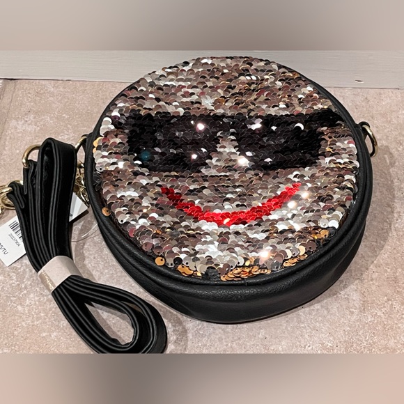 Sequin Emoji Crossbody Bag - Gold, Silver and Black - Picture 3 of 6